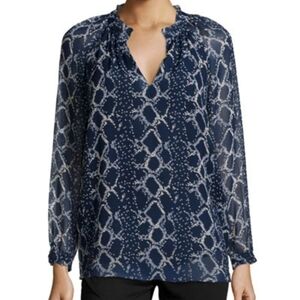 Diane Von Furstenberg Leysa 100% Silk  Snake Check Blouse
